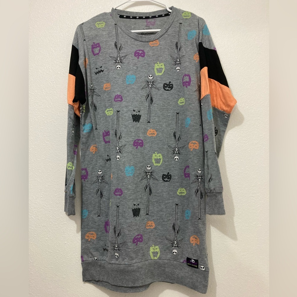 Disney The Nightmare Before Christmas Gray Sleep Shirt Woman Pumpkin Jack Size M